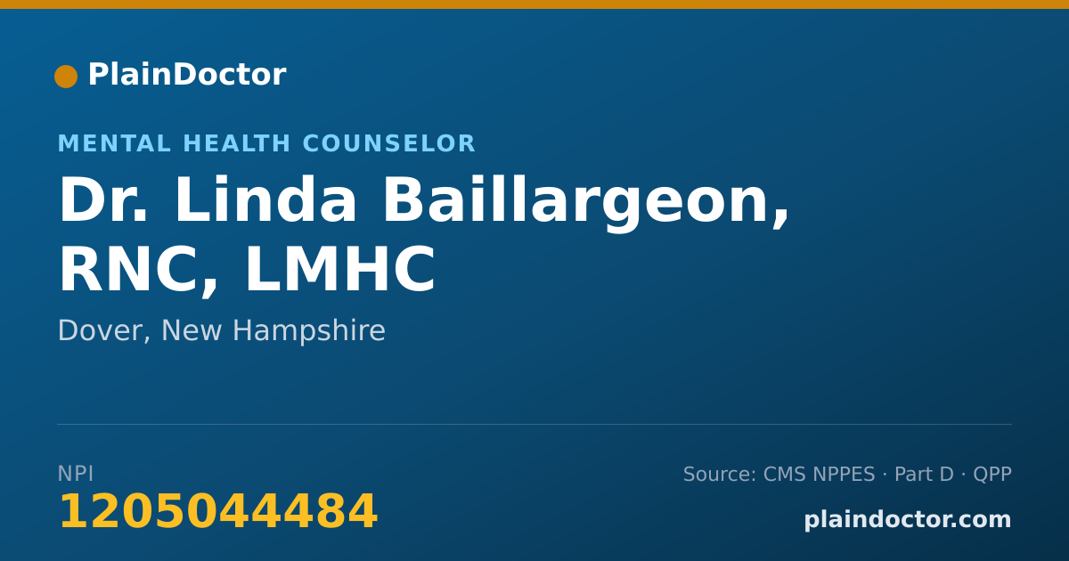 Shareable card for Linda Baillargeon, RNC, LMHC - Mental Health Counselor, Dover, NH