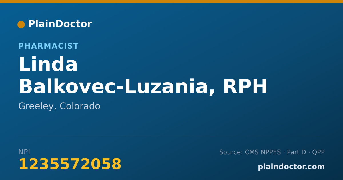 Shareable card for Linda Balkovec-Luzania, RPH - Pharmacist, Greeley, CO