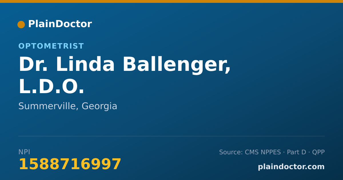 Shareable card for Linda Ballenger, L.D.O. - Optometrist, Summerville, GA
