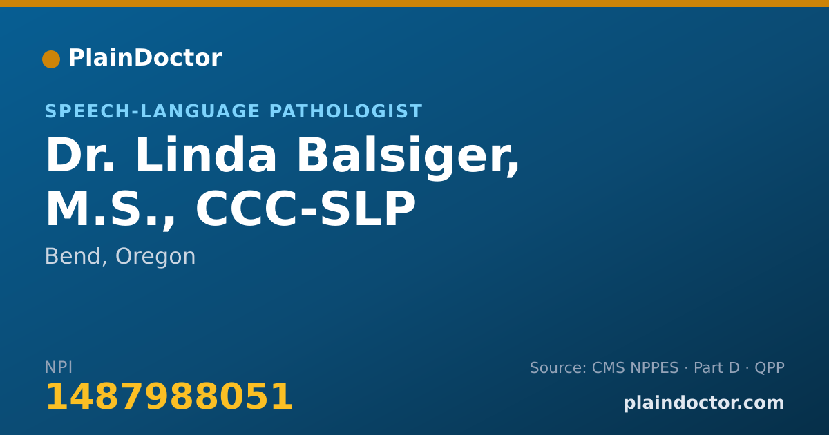 Shareable card for Linda Balsiger, M.S., CCC-SLP - Speech-Language Pathologist, Bend, OR