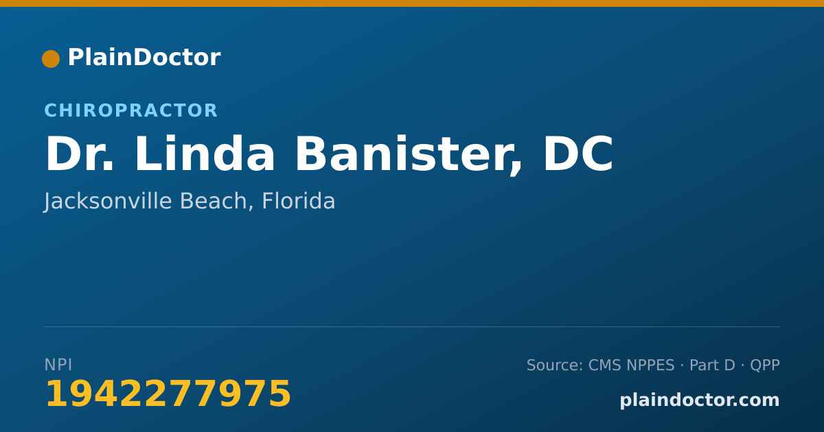 Shareable card for Linda Banister, DC - Chiropractor, Jacksonville Beach, FL