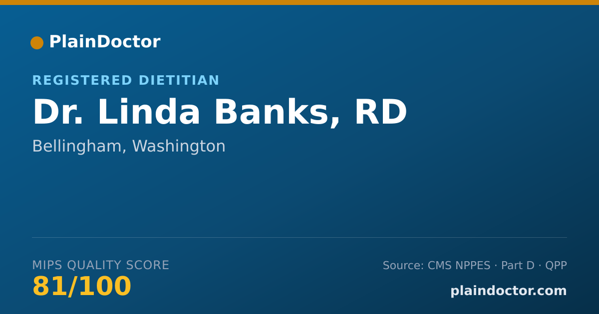 Shareable card for Linda Banks, RD - Registered Dietitian, Bellingham, WA