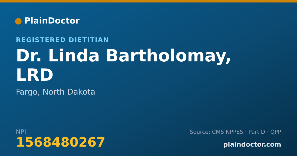 Shareable card for Linda Bartholomay, LRD - Registered Dietitian, Fargo, ND