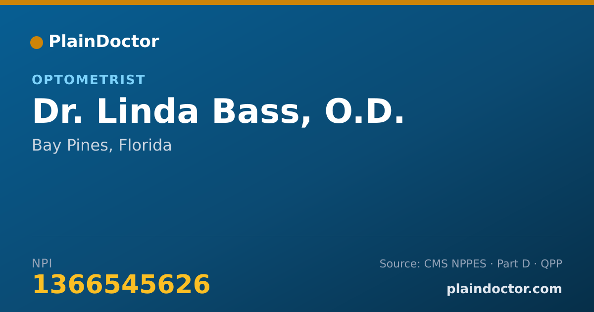 Shareable card for Linda Bass, O.D. - Optometrist, Bay Pines, FL