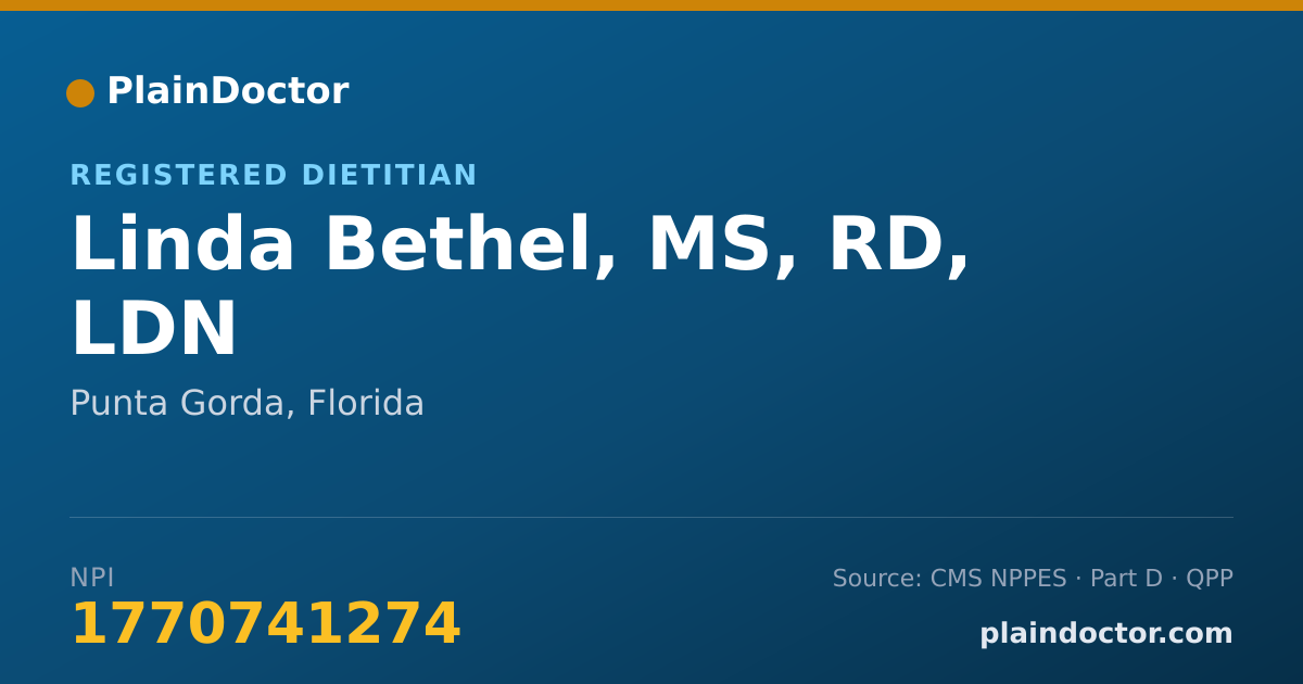 Shareable card for Linda Bethel, MS, RD, LDN - Registered Dietitian, Punta Gorda, FL