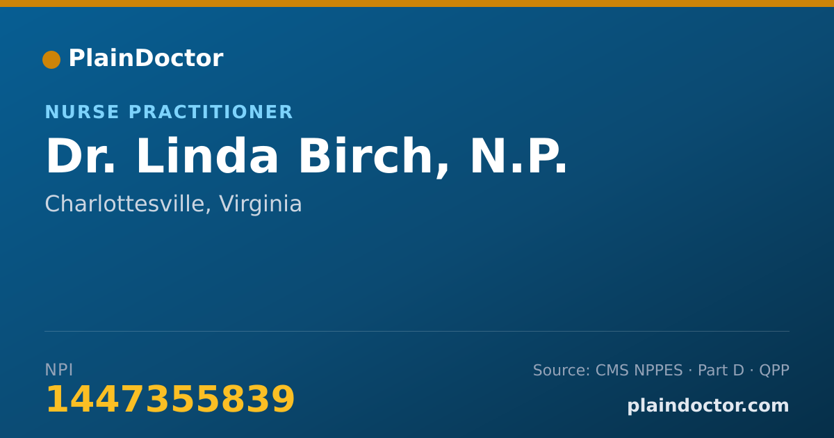 Shareable card for Linda Birch, N.P. - Nurse Practitioner, Charlottesville, VA