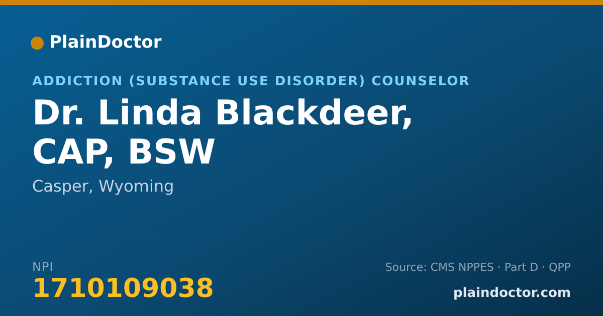 Shareable card for Linda Blackdeer, CAP, BSW - Addiction (Substance Use Disorder) Counselor, Casper, WY