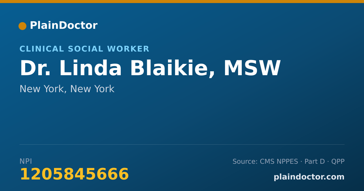 Shareable card for Linda Blaikie, MSW - Clinical Social Worker, New York, NY