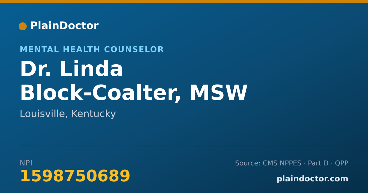 Shareable card for Linda Block-Coalter, MSW - Mental Health Counselor, Louisville, KY
