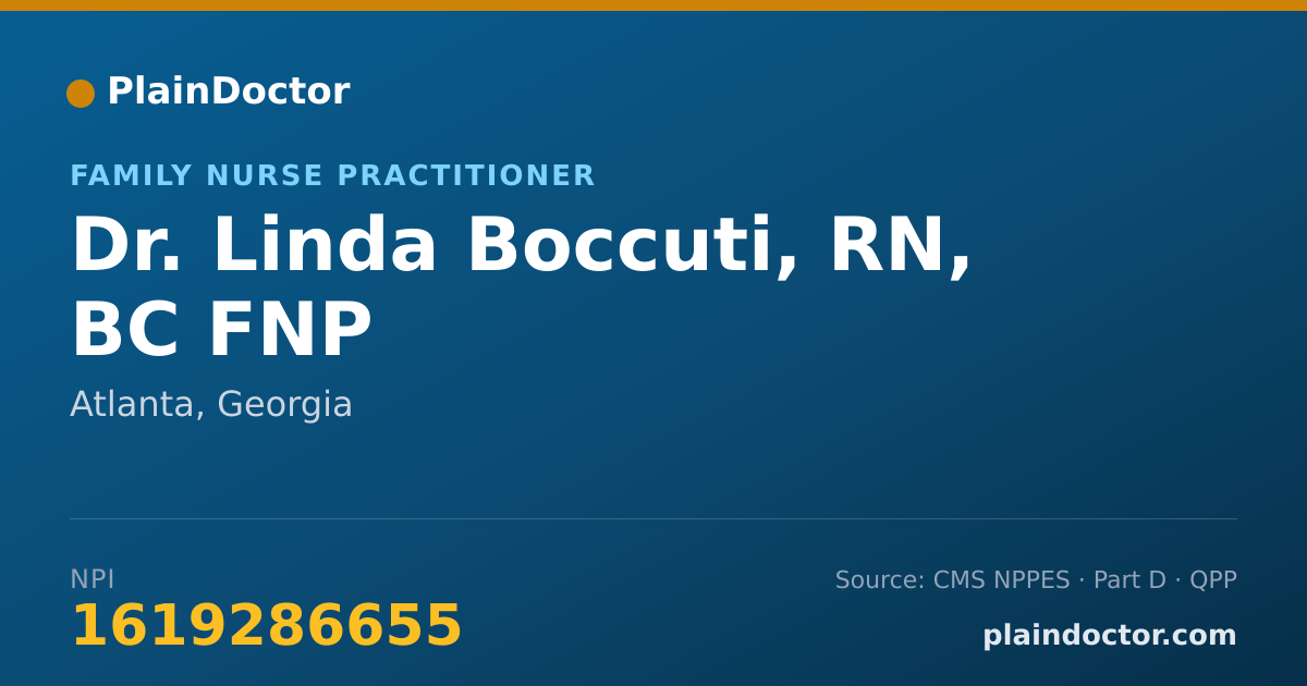 Shareable card for Linda Boccuti, RN, BC FNP - Family Nurse Practitioner, Atlanta, GA