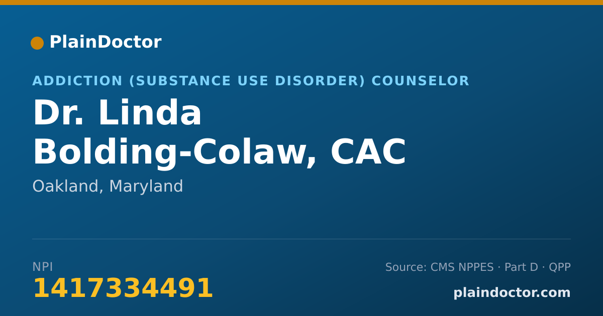 Shareable card for Linda Bolding-Colaw, CAC - Addiction (Substance Use Disorder) Counselor, Oakland, MD