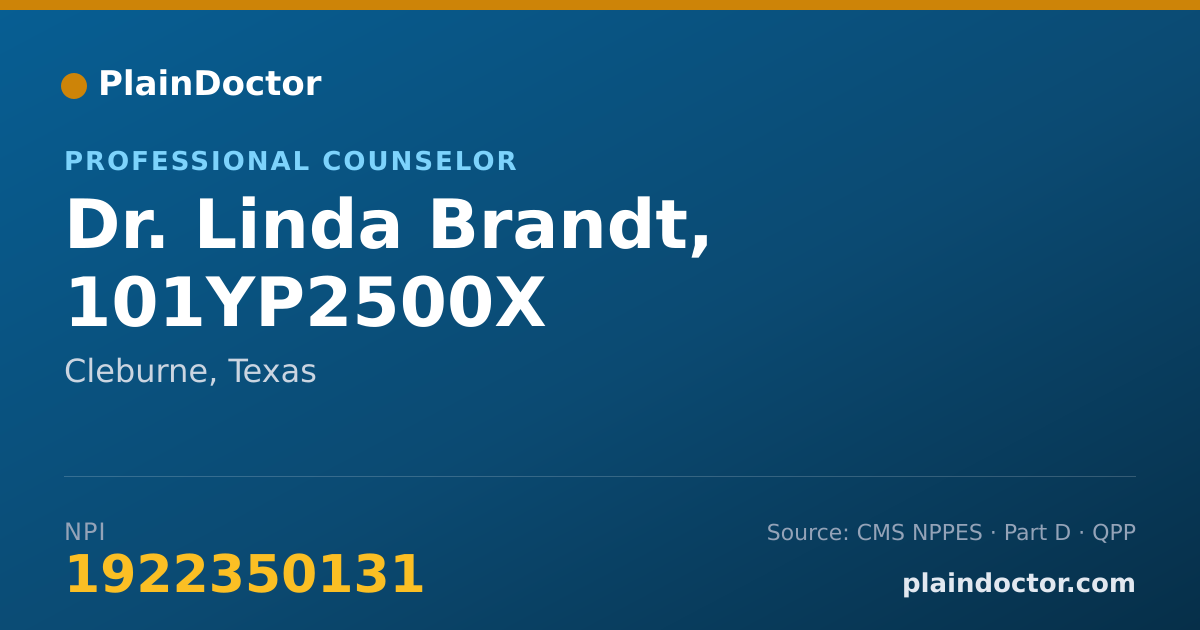 Shareable card for Linda Brandt, 101YP2500X - Professional Counselor, Cleburne, TX