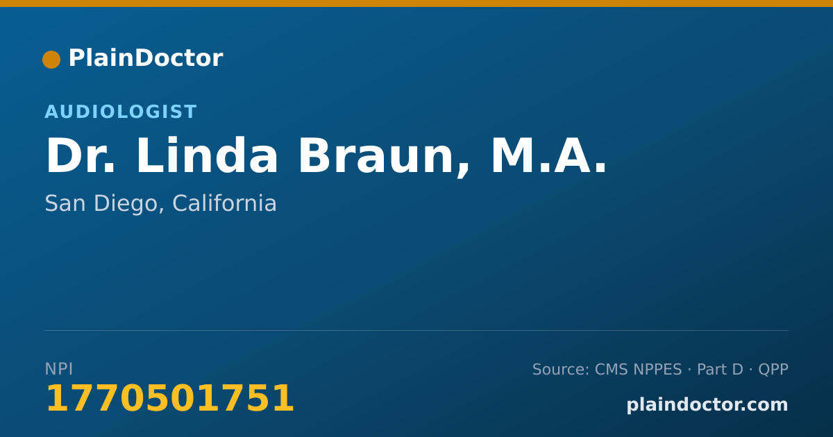 Shareable card for Linda Braun, M.A. - Audiologist, San Diego, CA
