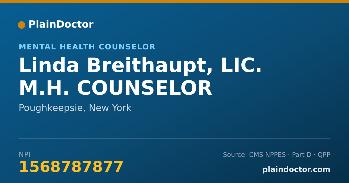 Shareable card for Linda Breithaupt, LIC. M.H. COUNSELOR - Mental Health Counselor, Poughkeepsie, NY