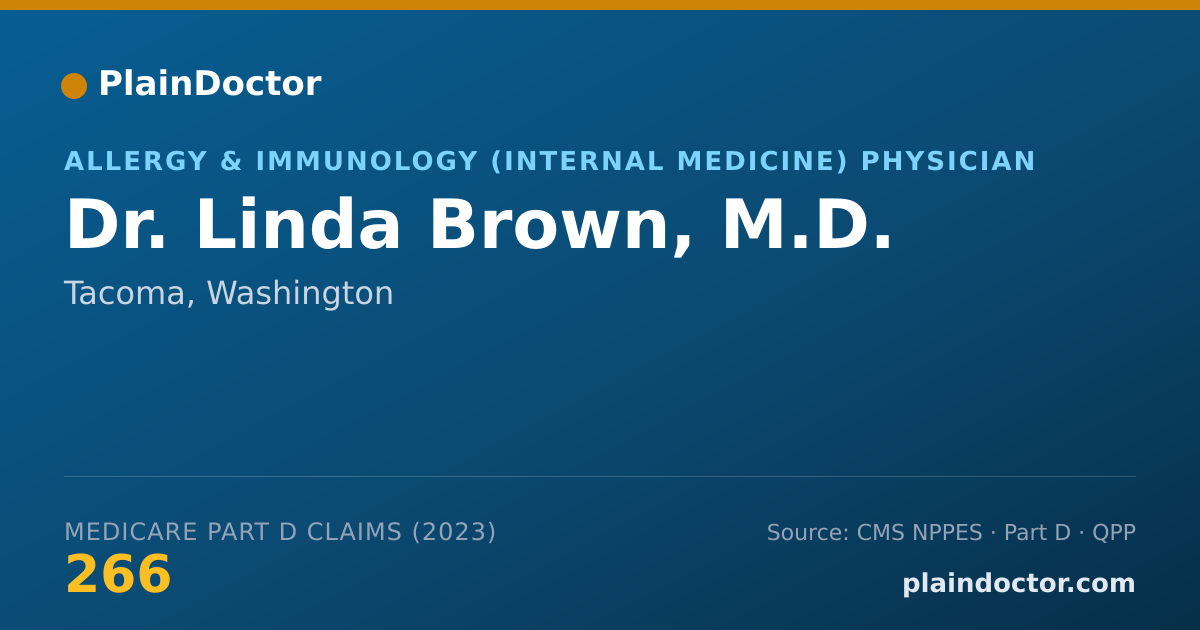Shareable card for Linda Brown, M.D. - Allergy & Immunology (Internal Medicine) Physician, Tacoma, WA