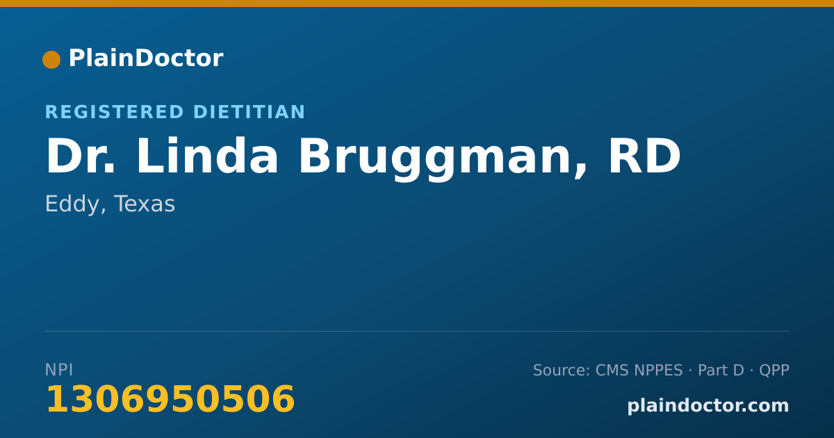 Shareable card for Linda Bruggman, RD - Registered Dietitian, Eddy, TX