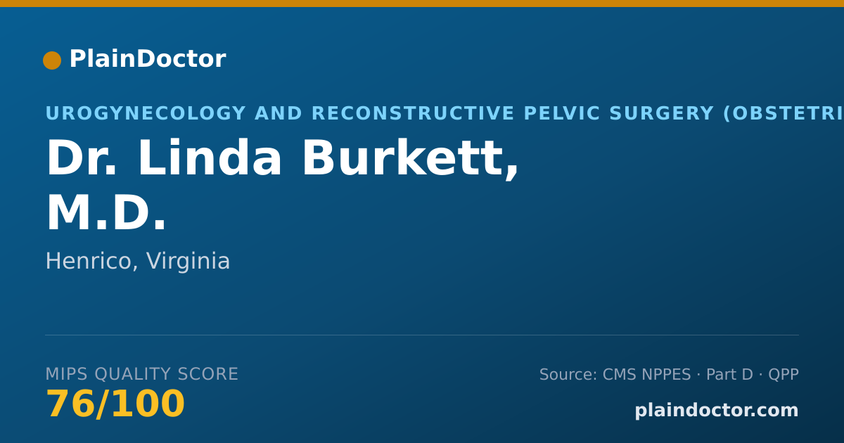 Shareable card for Linda Burkett, M.D. - Urogynecology and Reconstructive Pelvic Surgery (Obstetrics & Gynecology) Physician, Henrico, VA