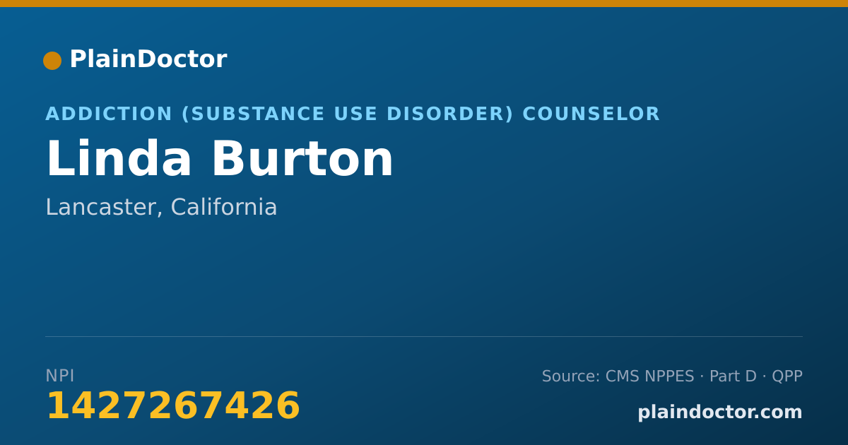 Shareable card for Linda Burton - Addiction (Substance Use Disorder) Counselor, Lancaster, CA