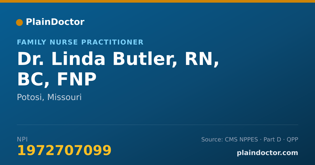 Shareable card for Linda Butler, RN, BC, FNP - Family Nurse Practitioner, Potosi, MO
