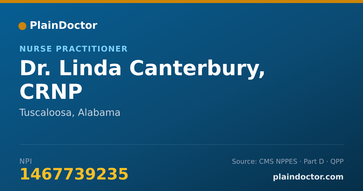 Shareable card for Linda Canterbury, CRNP - Nurse Practitioner, Tuscaloosa, AL