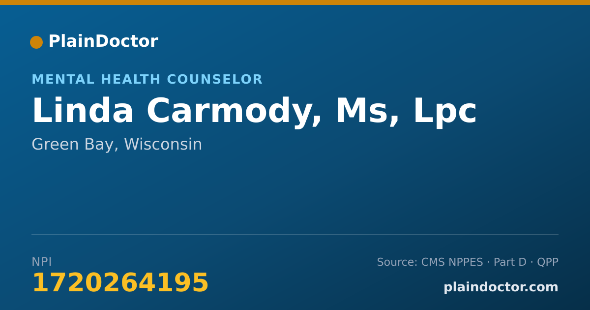 Shareable card for Linda Carmody, Ms, Lpc - Mental Health Counselor, Green Bay, WI