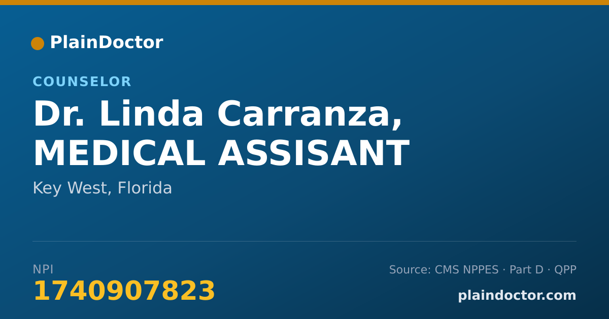 Shareable card for Linda Carranza, MEDICAL ASSISANT - Counselor, Key West, FL