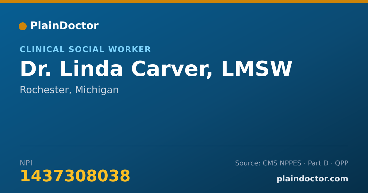 Shareable card for Linda Carver, LMSW - Clinical Social Worker, Rochester, MI