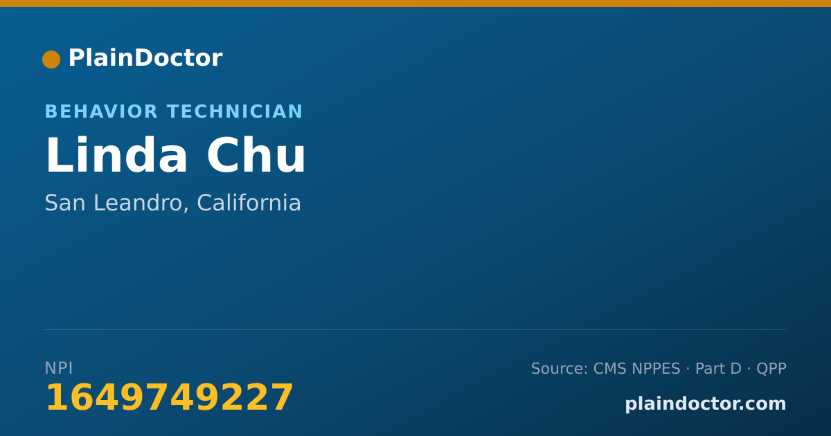Shareable card for Linda Chu - Behavior Technician, San Leandro, CA
