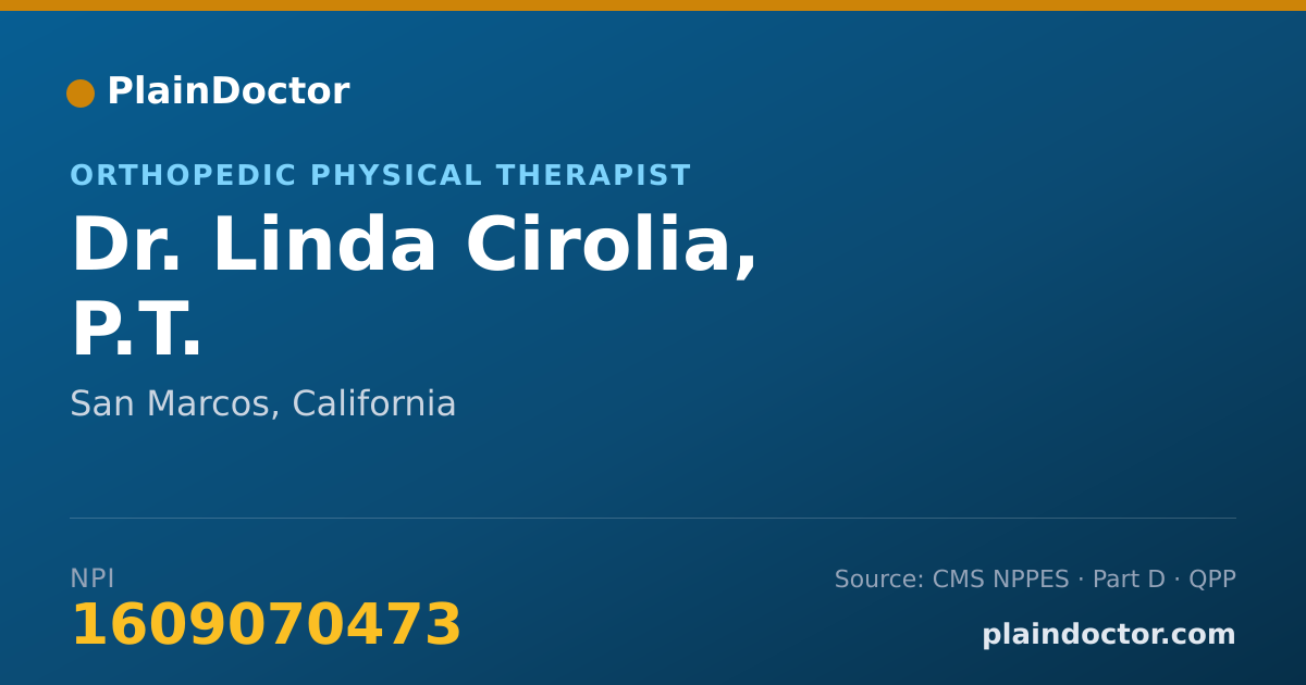 Shareable card for Linda Cirolia, P.T. - Orthopedic Physical Therapist, San Marcos, CA