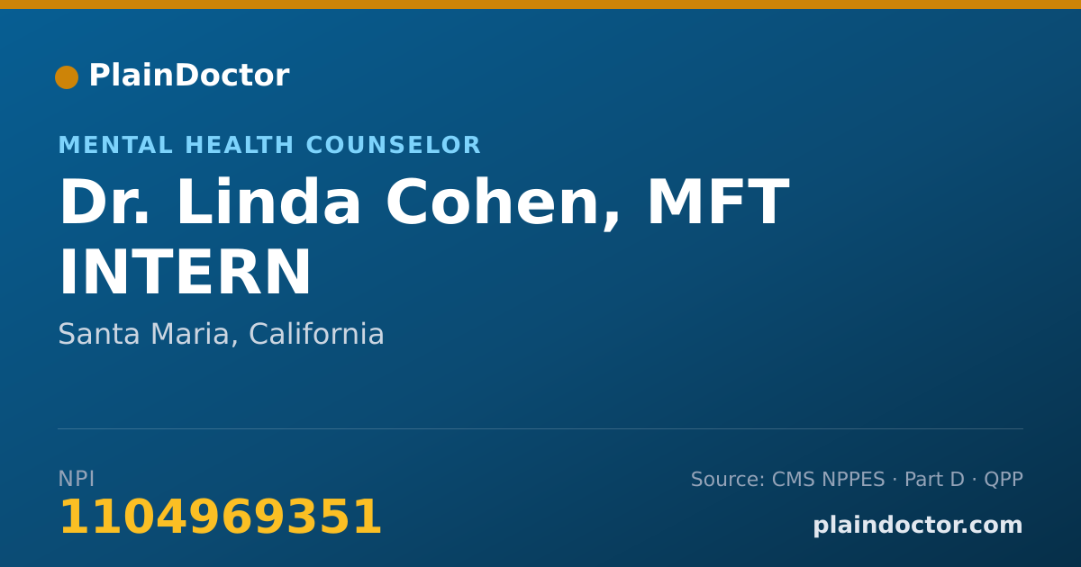 Shareable card for Linda Cohen, MFT INTERN - Mental Health Counselor, Santa Maria, CA
