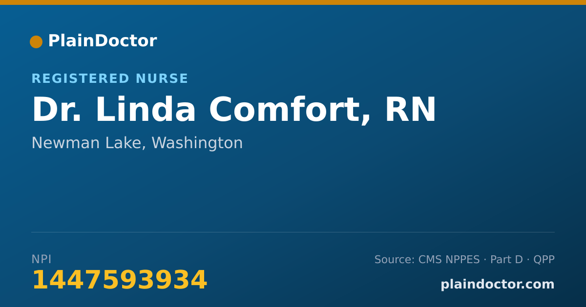 Shareable card for Linda Comfort, RN - Registered Nurse, Newman Lake, WA