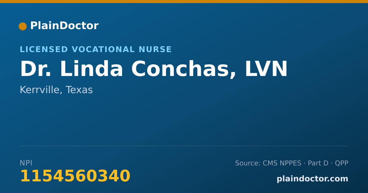 Shareable card for Linda Conchas, LVN - Licensed Vocational Nurse, Kerrville, TX