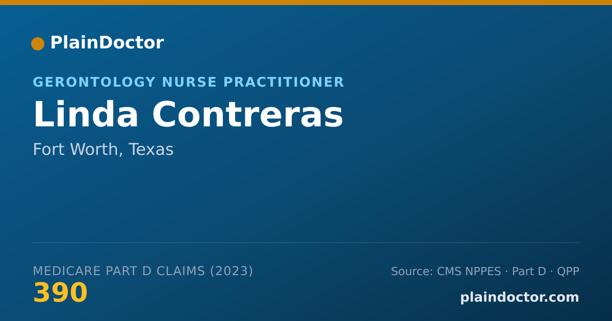 Shareable card for Linda Contreras - Gerontology Nurse Practitioner, Fort Worth, TX