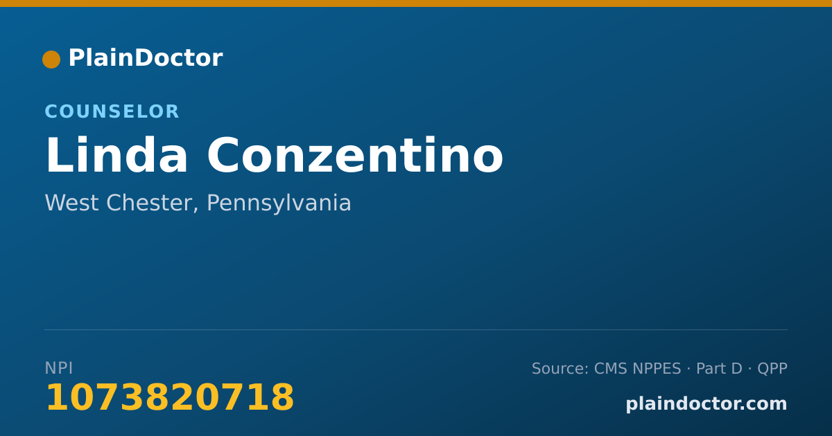 Shareable card for Linda Conzentino - Counselor, West Chester, PA