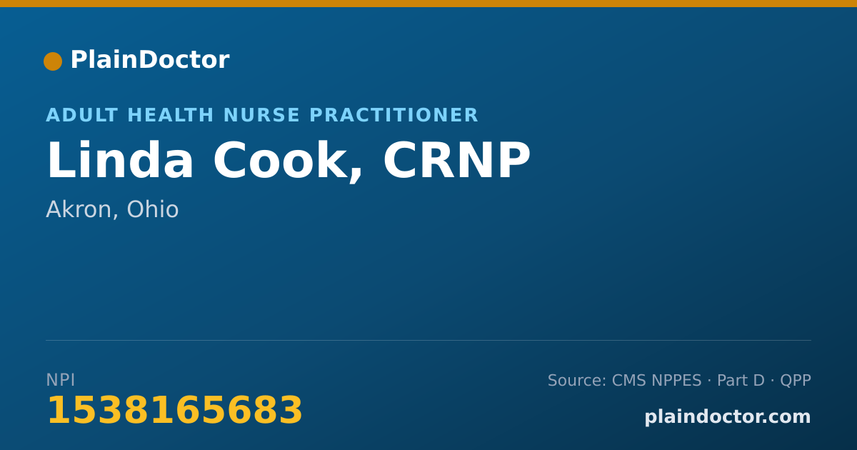 Shareable card for Linda Cook, CRNP - Adult Health Nurse Practitioner, Akron, OH