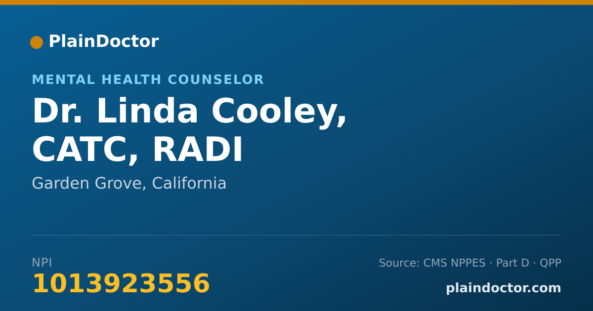 Shareable card for Linda Cooley, CATC, RADI - Mental Health Counselor, Garden Grove, CA