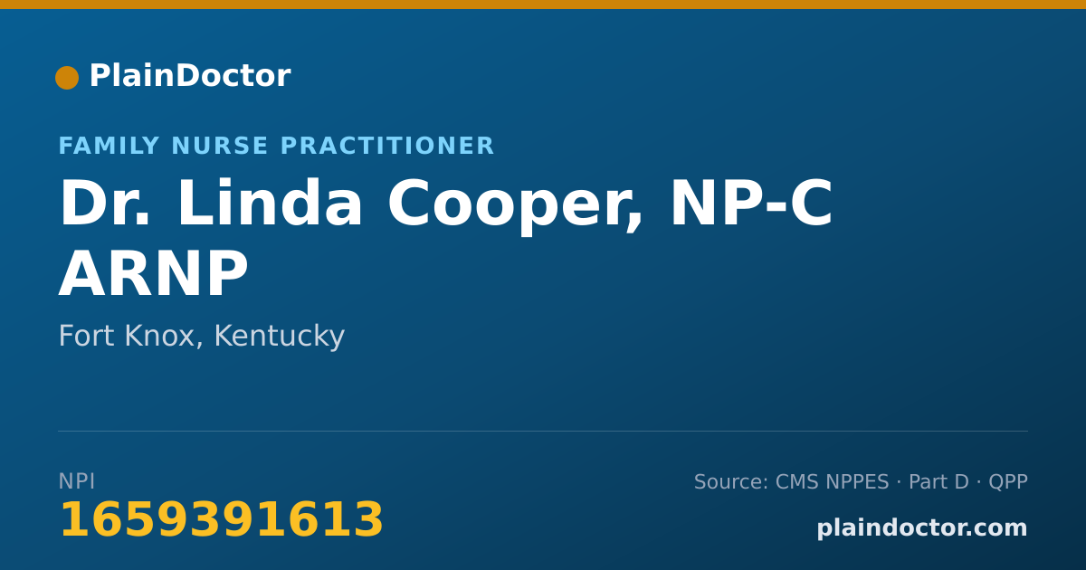 Shareable card for Linda Cooper, NP-C ARNP - Family Nurse Practitioner, Fort Knox, KY