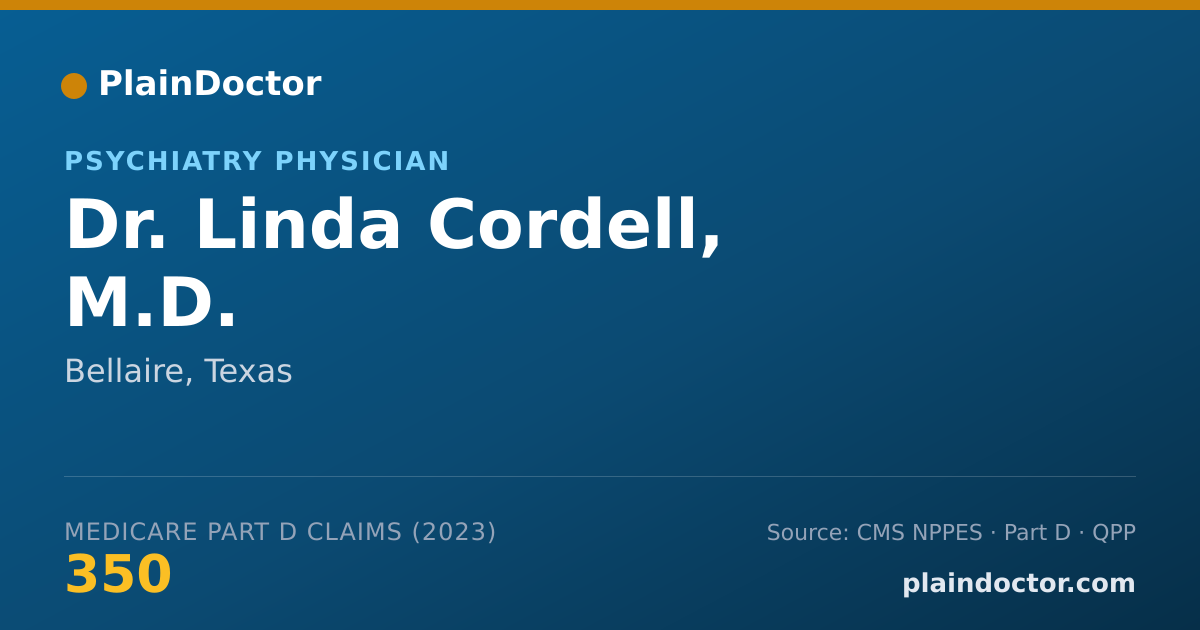 Shareable card for Linda Cordell, M.D. - Psychiatry Physician, Bellaire, TX