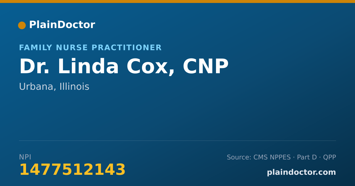 Shareable card for Linda Cox, CNP - Family Nurse Practitioner, Urbana, IL