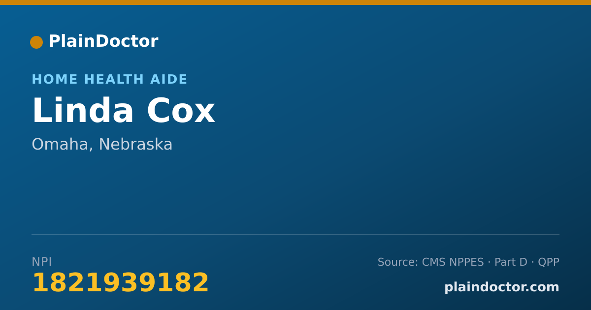 Shareable card for Linda Cox - Home Health Aide, Omaha, NE