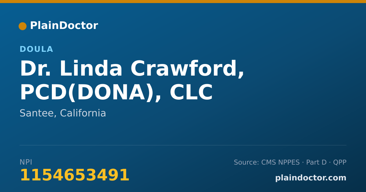 Shareable card for Linda Crawford, PCD(DONA), CLC - Doula, Santee, CA