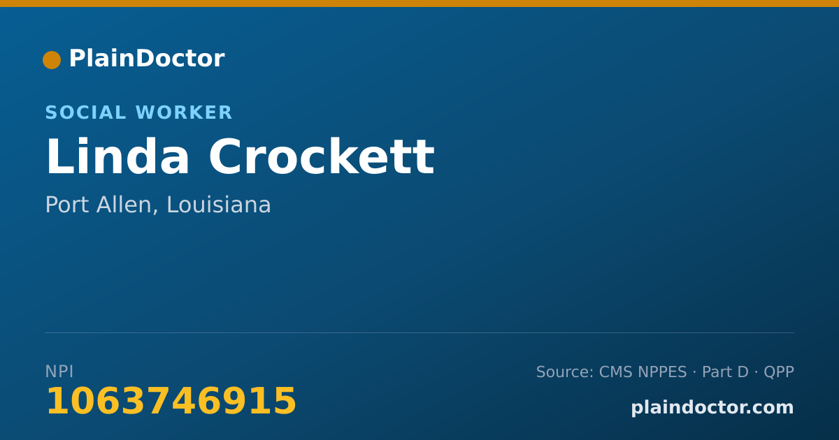 Shareable card for Linda Crockett - Social Worker, Port Allen, LA
