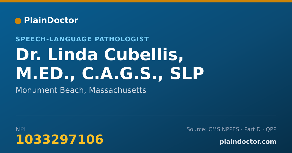 Shareable card for Linda Cubellis, M.ED., C.A.G.S., SLP - Speech-Language Pathologist, Monument Beach, MA
