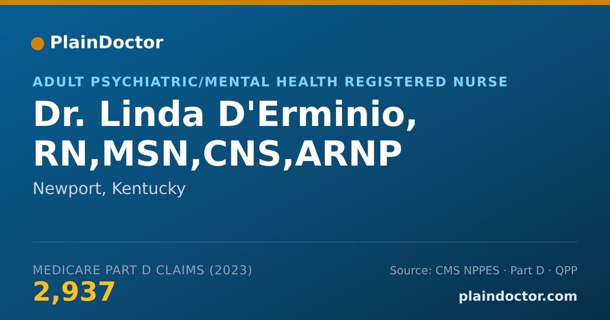 Shareable card for Linda D'Erminio, RN,MSN,CNS,ARNP - Adult Psychiatric/Mental Health Registered Nurse, Newport, KY