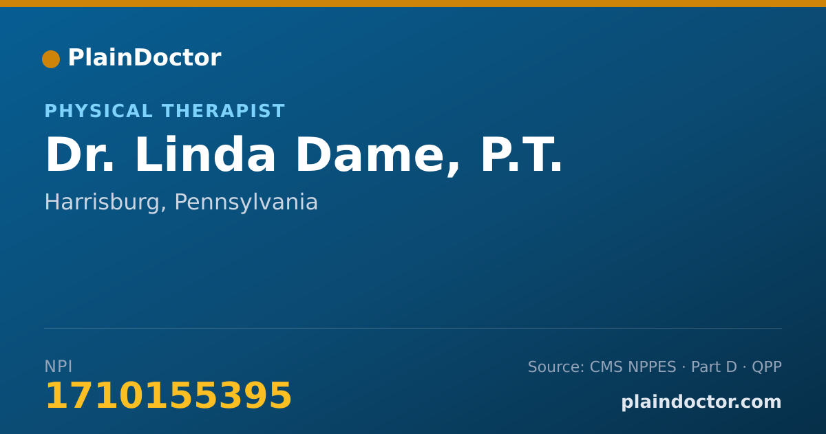 Shareable card for Linda Dame, P.T. - Physical Therapist, Harrisburg, PA