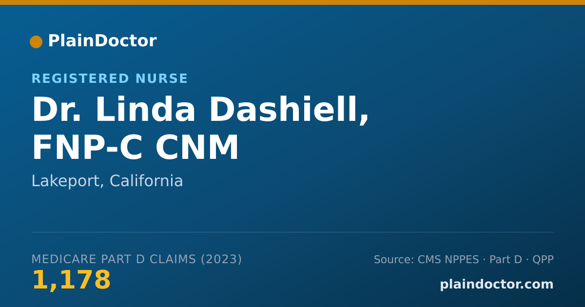 Shareable card for Linda Dashiell, FNP-C CNM - Registered Nurse, Lakeport, CA