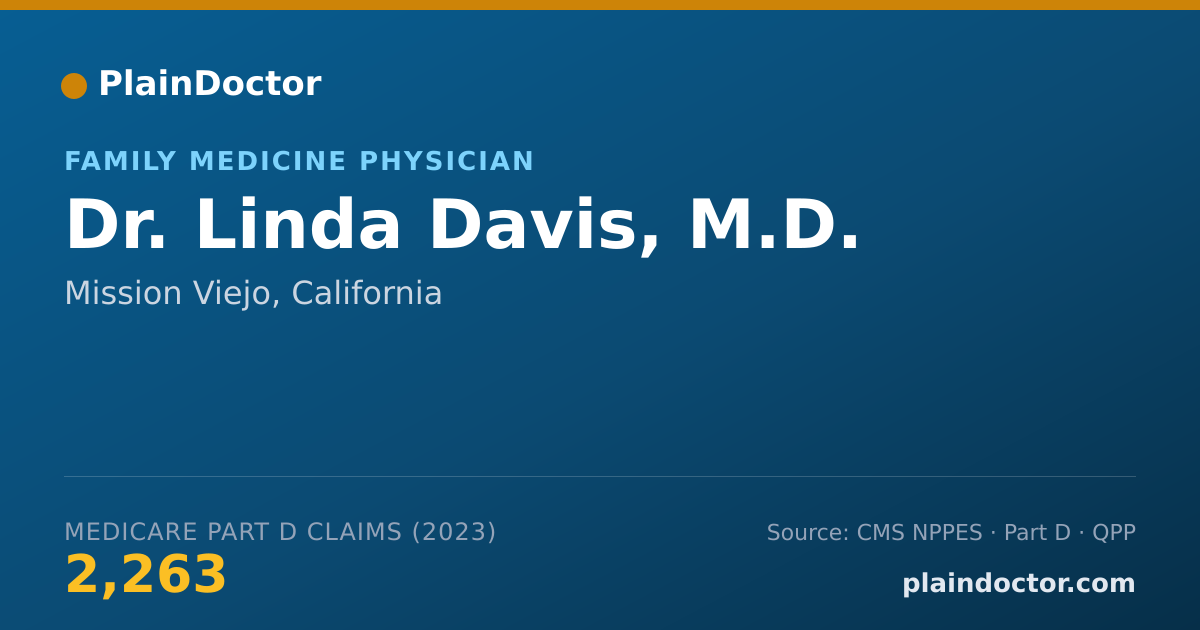 Shareable card for Linda Davis, M.D. - Family Medicine Physician, Mission Viejo, CA