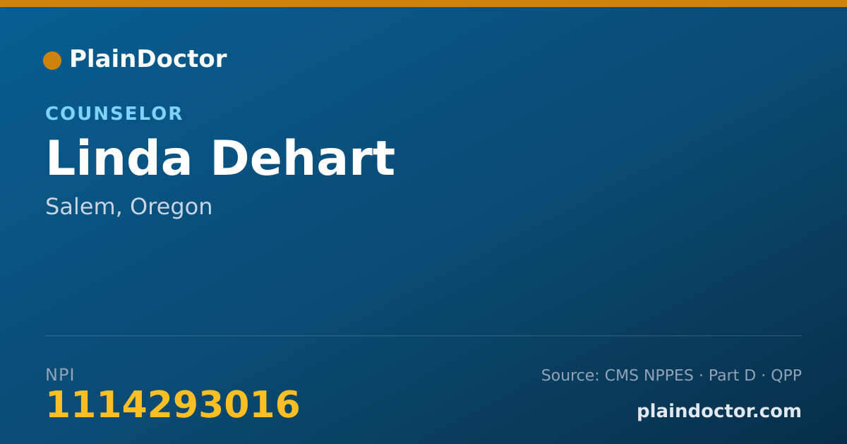 Shareable card for Linda Dehart - Counselor, Salem, OR