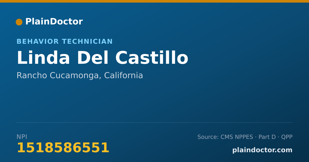 Shareable card for Linda Del Castillo - Behavior Technician, Rancho Cucamonga, CA