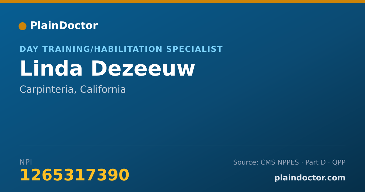 Shareable card for Linda Dezeeuw - Day Training/Habilitation Specialist, Carpinteria, CA